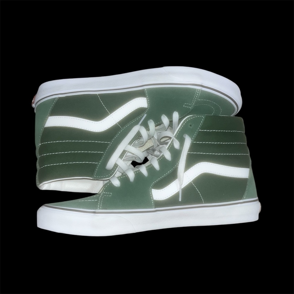 Green and White High-Top Sneakers